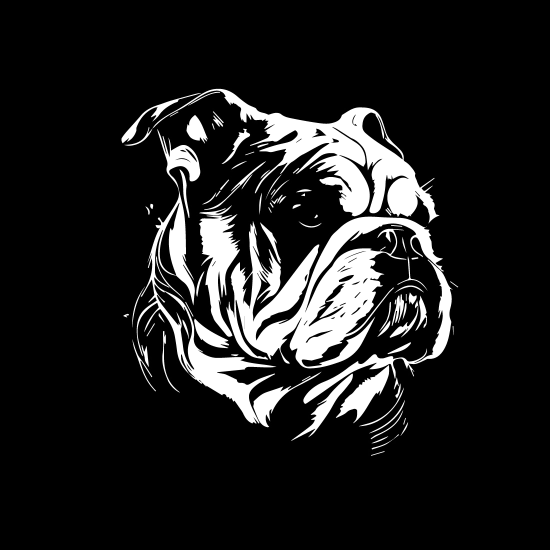 Bull dog T-shirt design preview image.