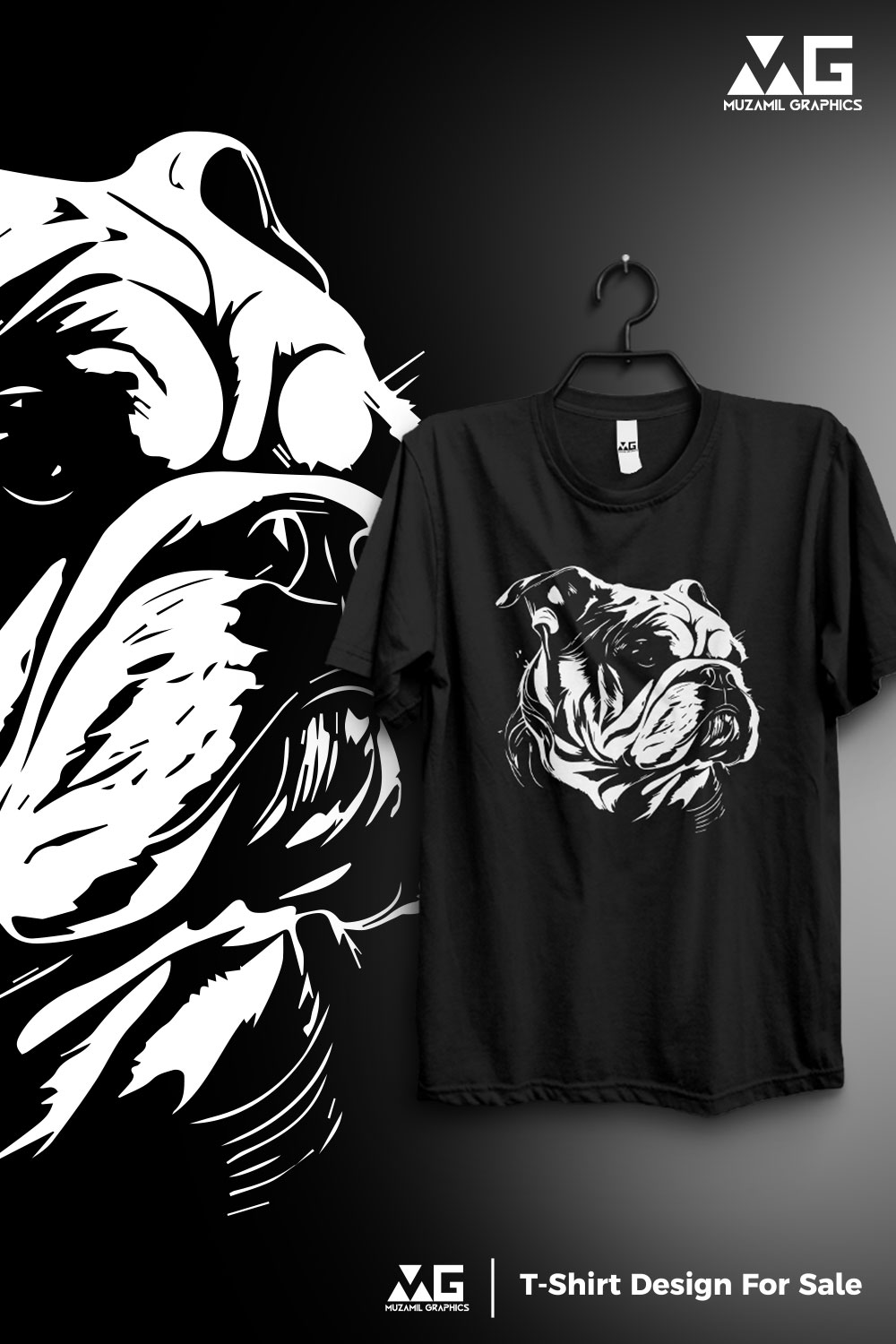 Bull dog T-shirt design pinterest preview image.