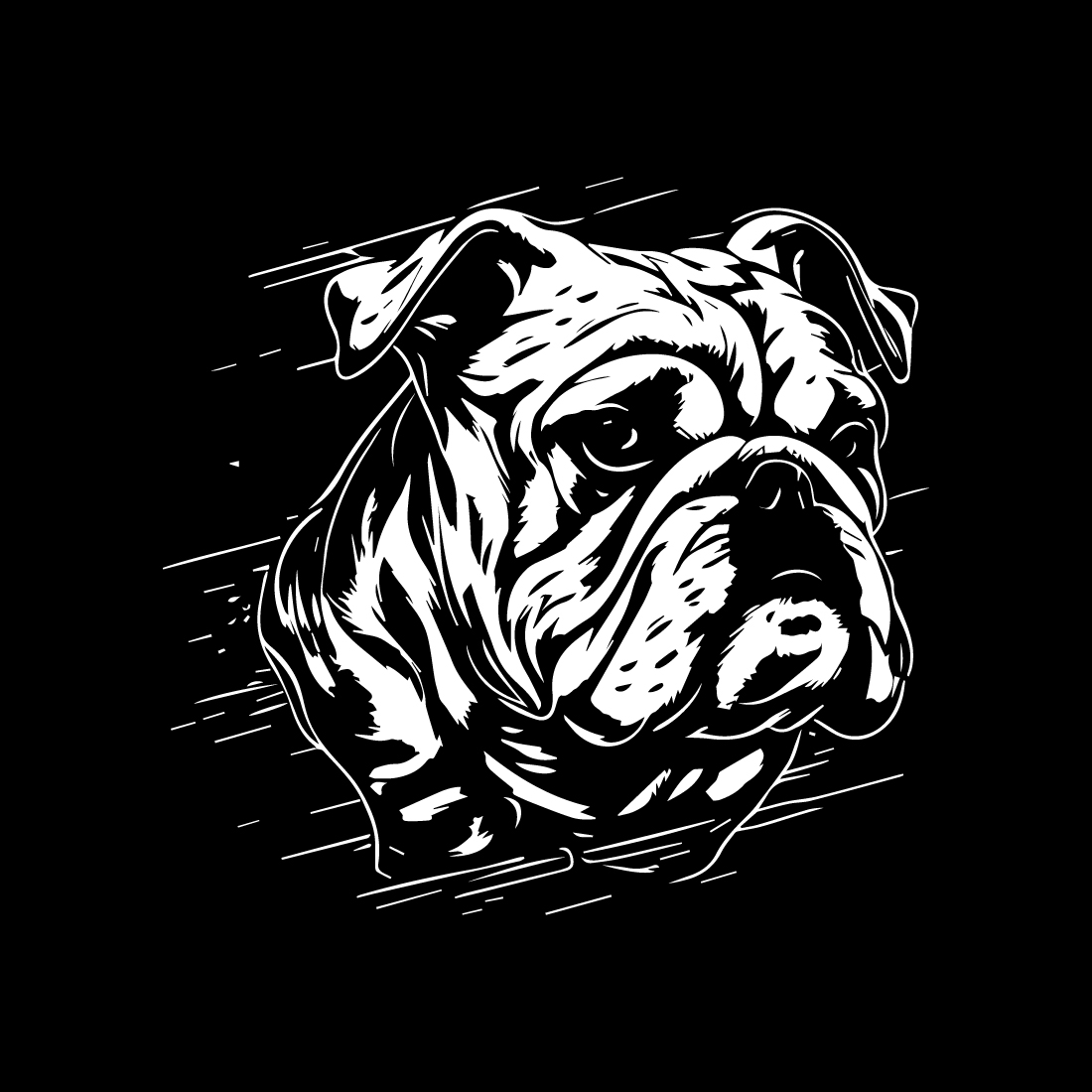 Bull dog T-shirt design preview image.