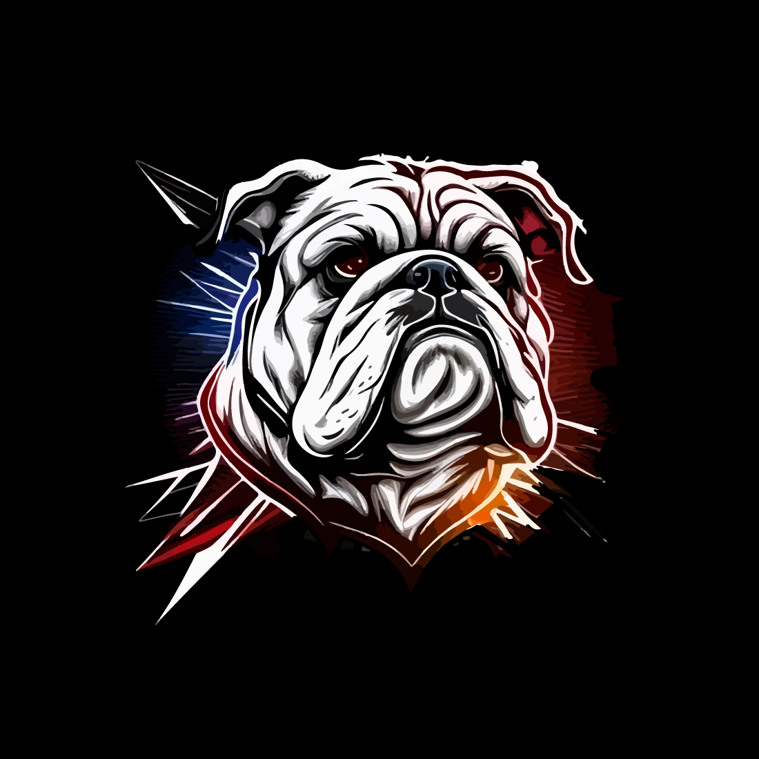 T-shirt design of bull dog preview image.