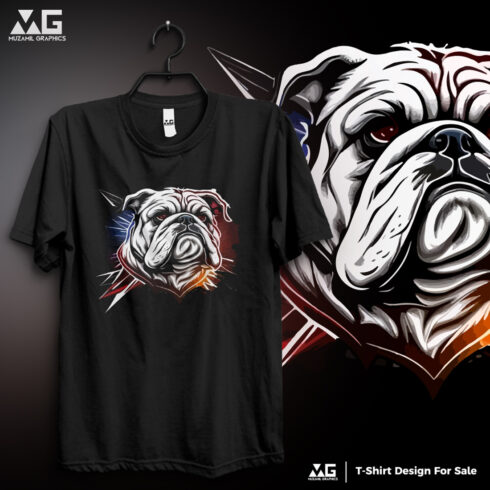T-shirt design of bull dog cover image.