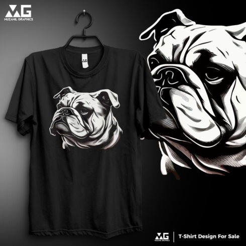T-shirt design for bull dog cover image.