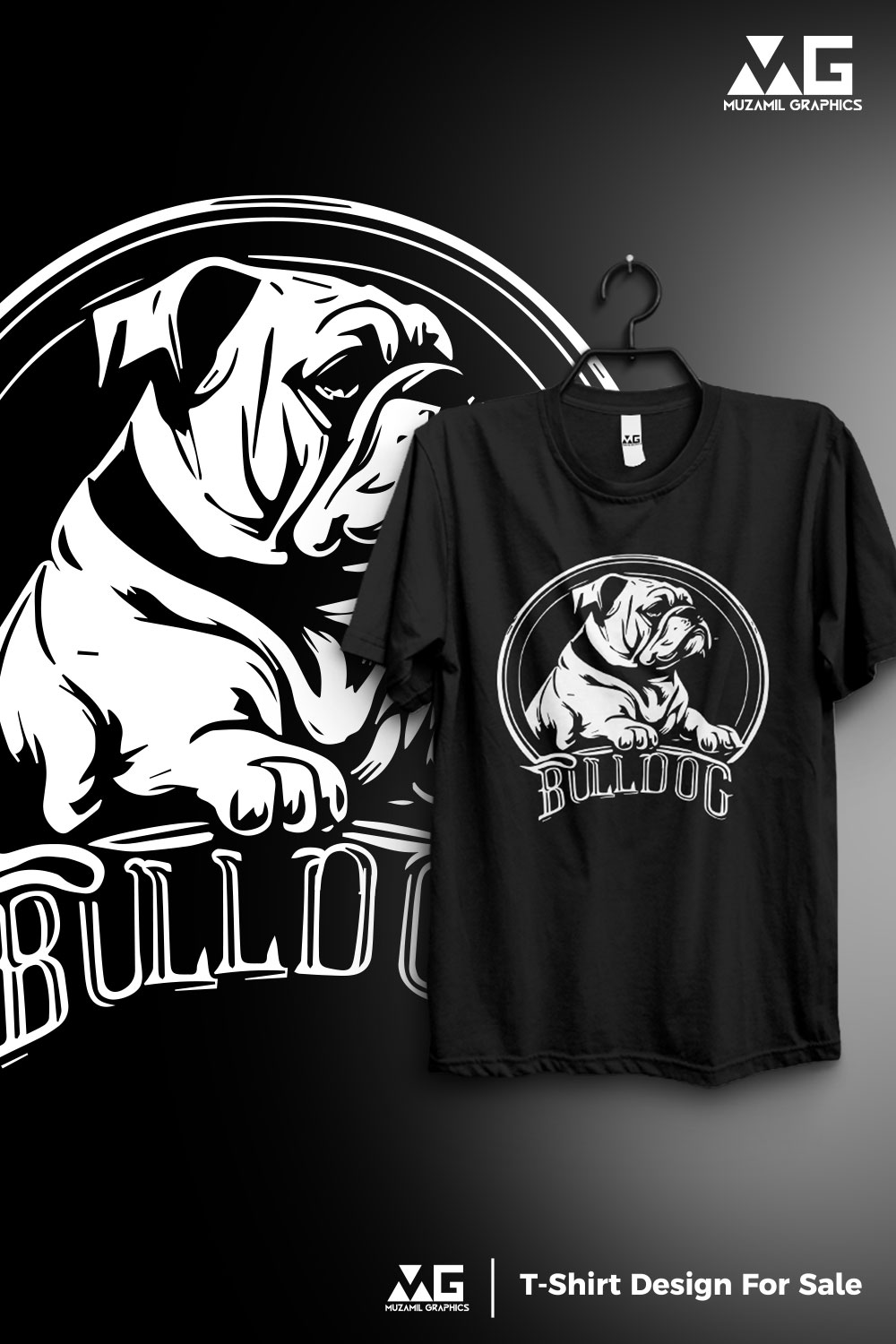 Bull dog T-shirt design pinterest preview image.