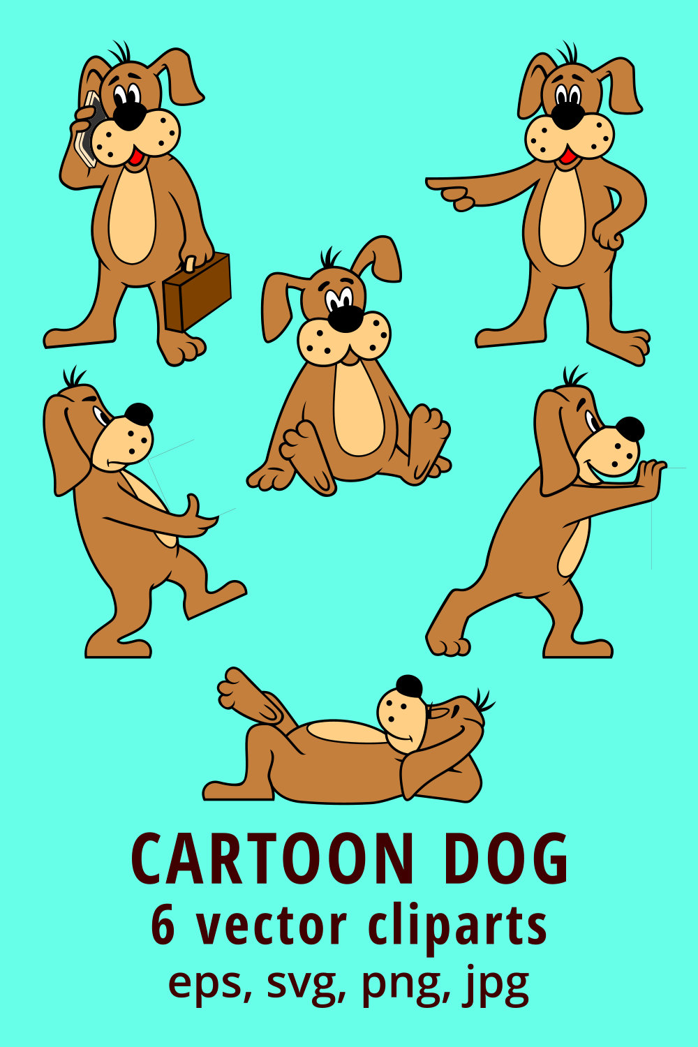 Cartoon Dog Character pinterest preview image.