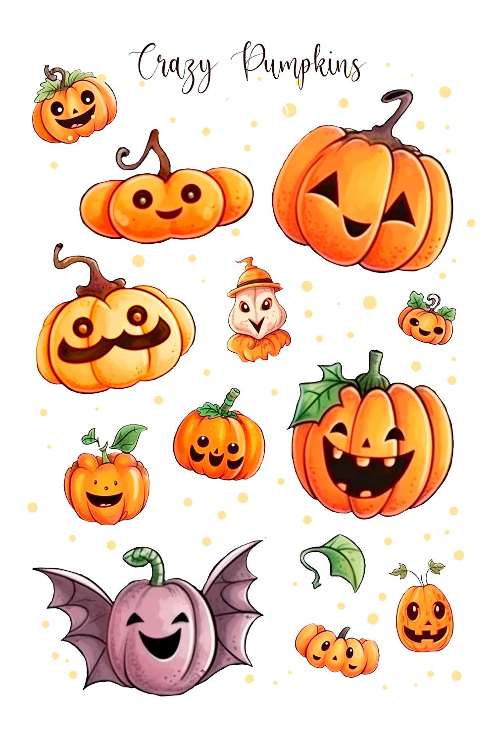 Crazy Pumpkins | 12 png sticker design pinterest preview image.