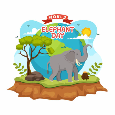 14 World Elephant Day Vector Illustration cover image.