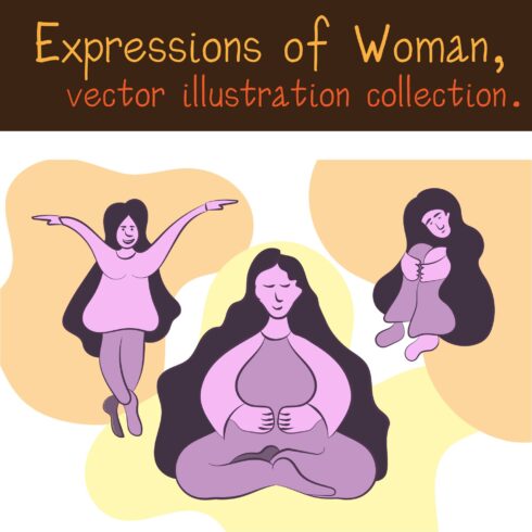 Expressions of Woman, vector illustration collection cover image.