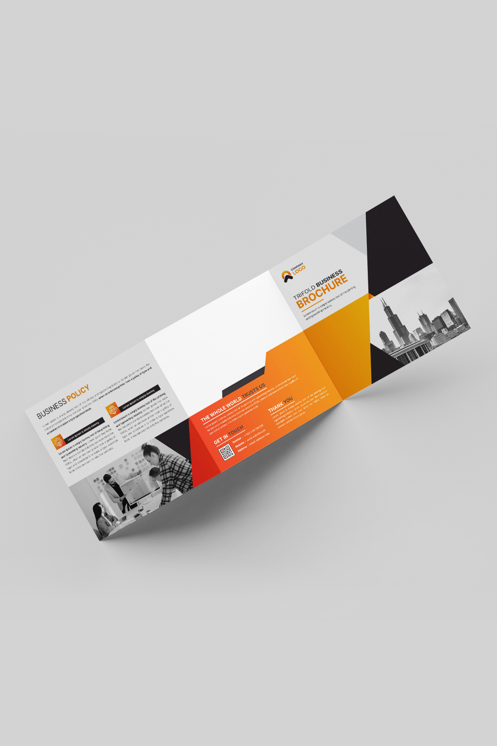 Minimal Trifold Square Brochure Template Design pinterest preview image.