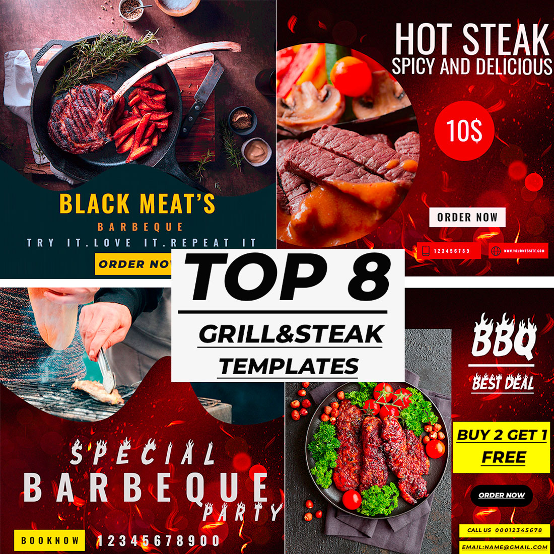 TOP 8 GRILL&STEAK TEMPLATES cover image.