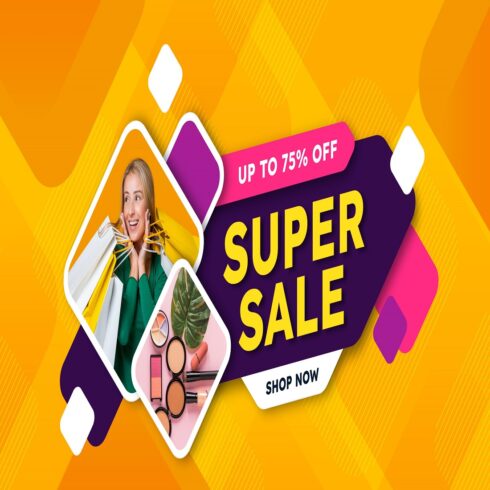 Flat sale banner with photo cover image.