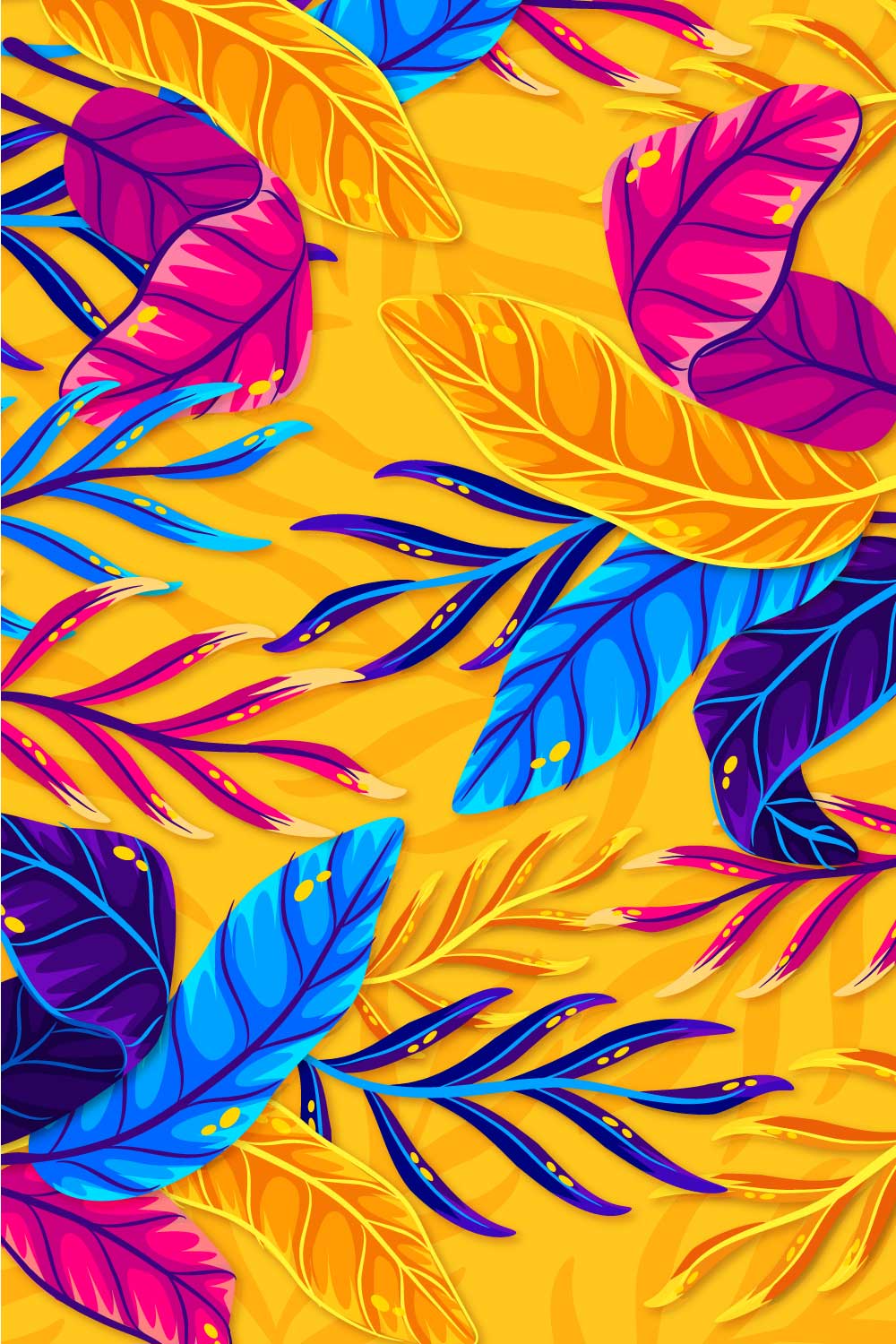 vibrant leaves pattern pinterest preview image.