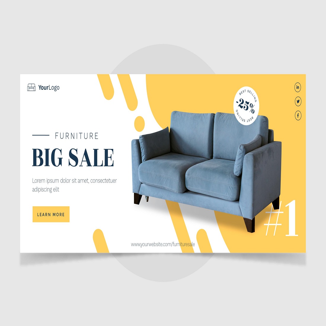 Furniture sale banner template preview image.