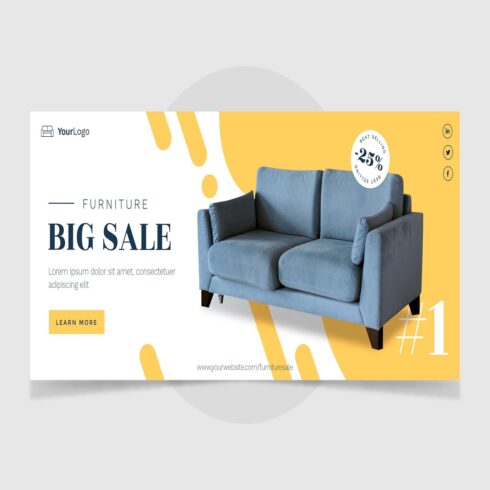 Furniture sale banner template cover image.