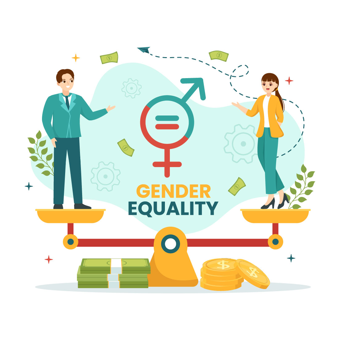 12 Gender Equality Vector Illustration preview image.