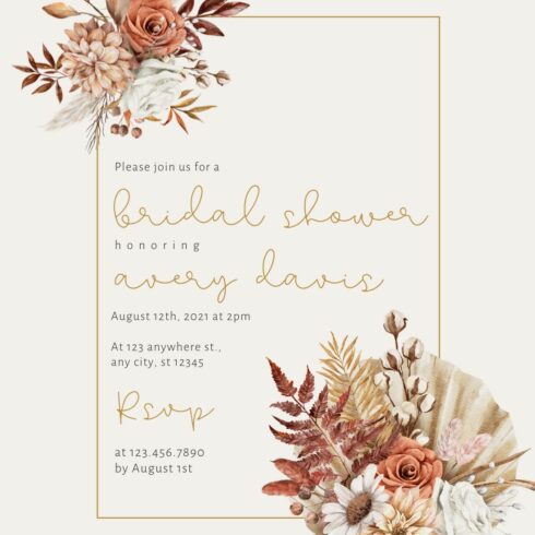 Gold Floral Bridal Shower Template cover image.