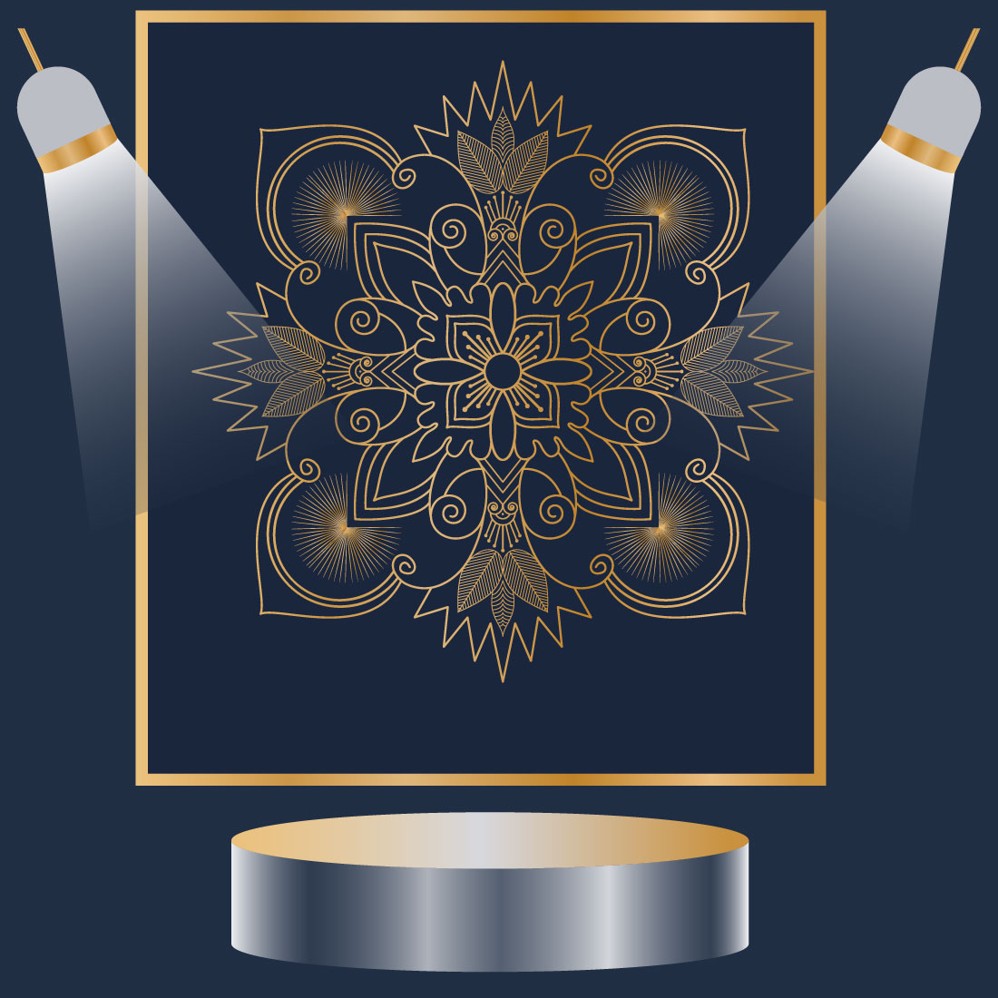 Golden Colour Simple Mandala Art Design Template SVG, Ai, EPS, PDF, JPG, PNG File cover image.