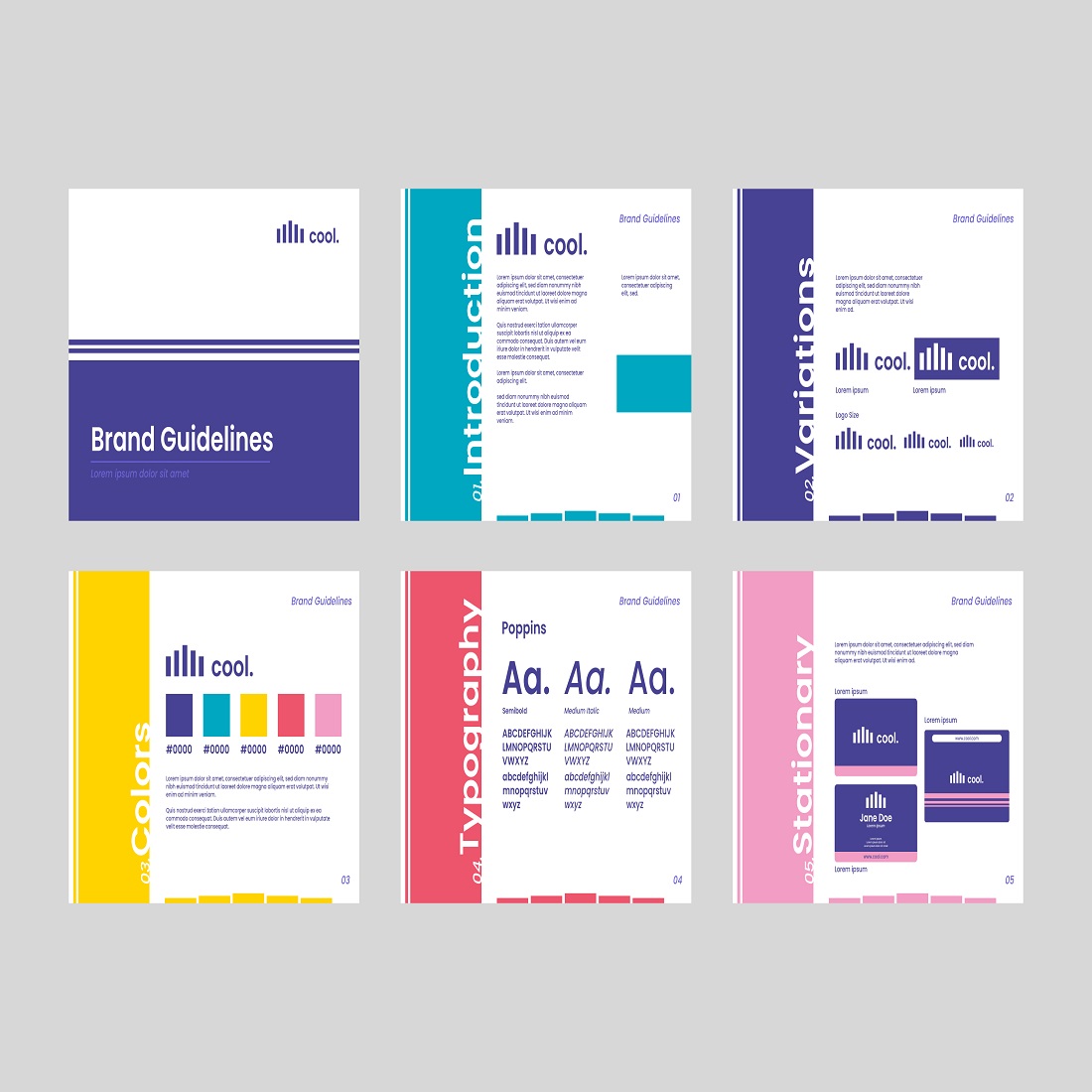 Gradient brand manual brochure template design cover image.