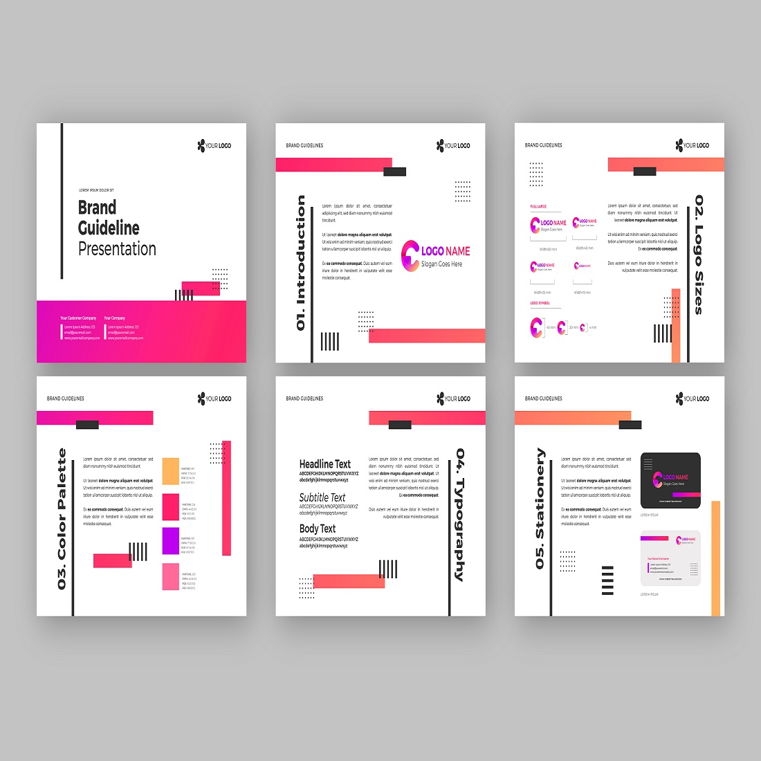 Gradient brand manual brochure template preview image.