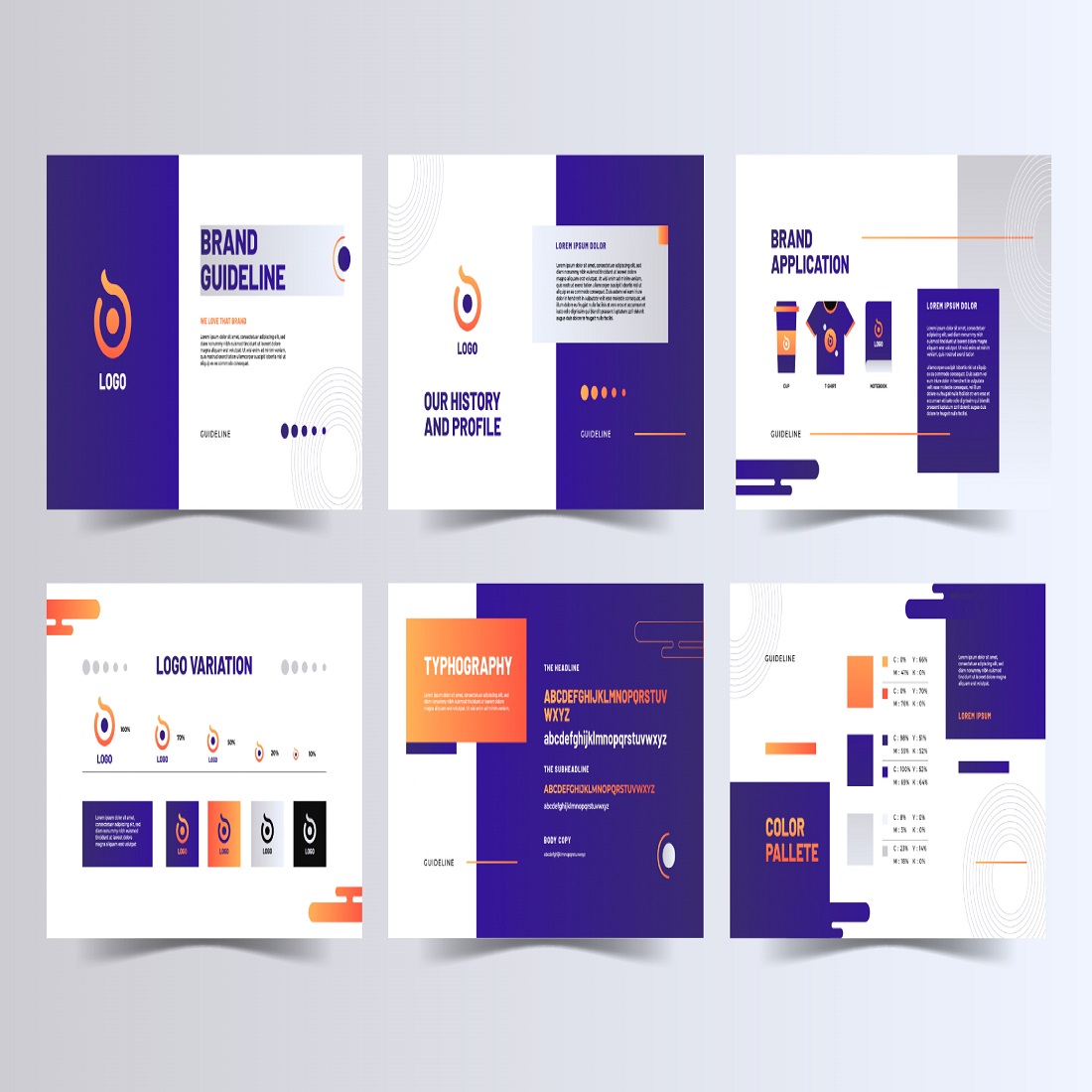 Gradient brand manual brochure template preview image.