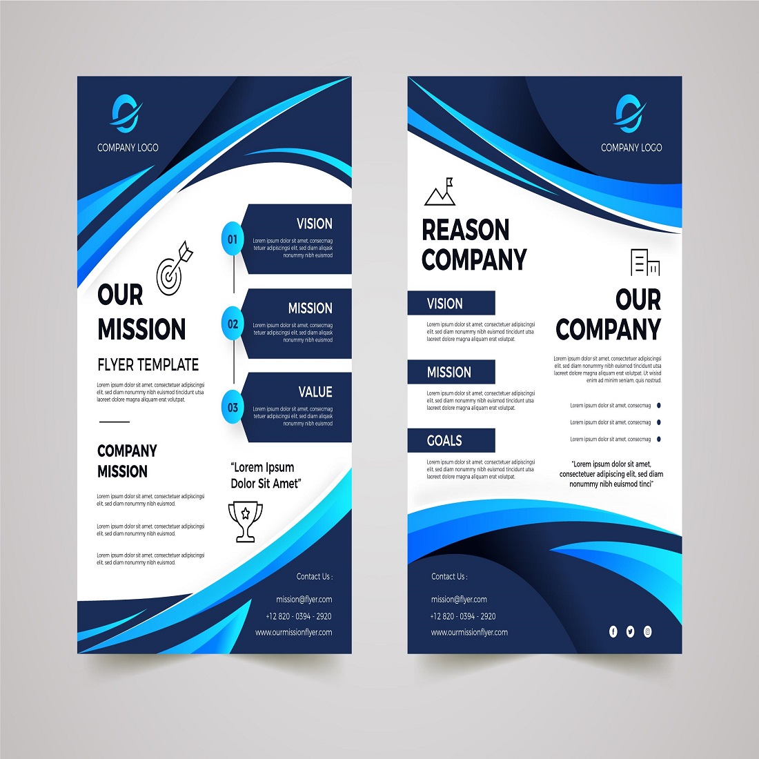 Gradient our mission flyers template preview image.