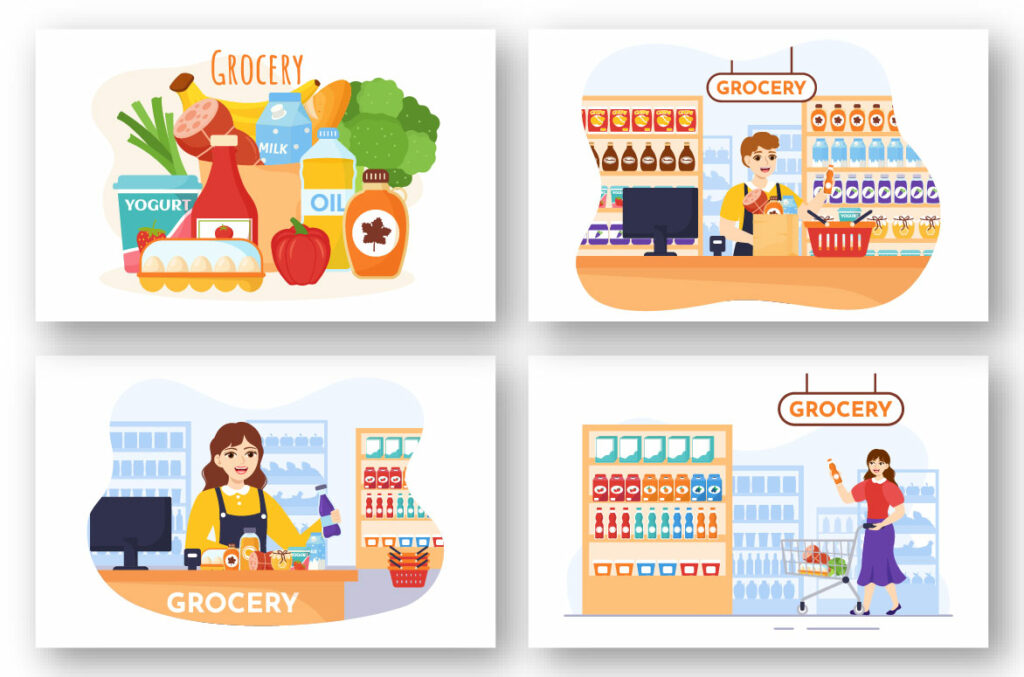 16 Food Grocery Store Shopping Illustration - MasterBundles