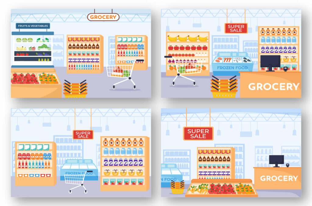 16 Food Grocery Store Shopping Illustration - MasterBundles