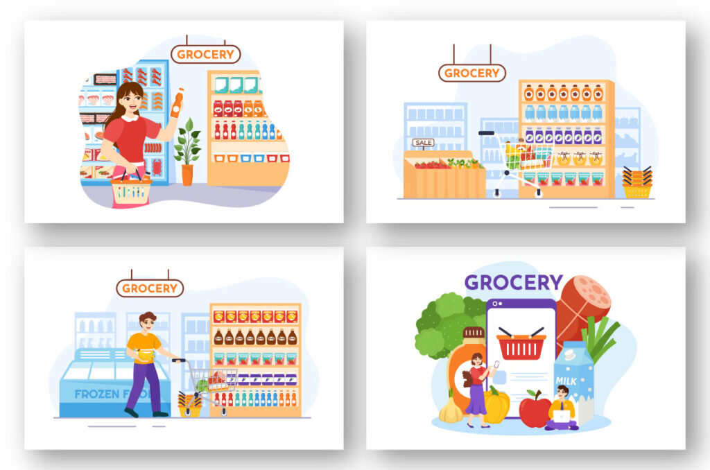 16 Food Grocery Store Shopping Illustration - MasterBundles