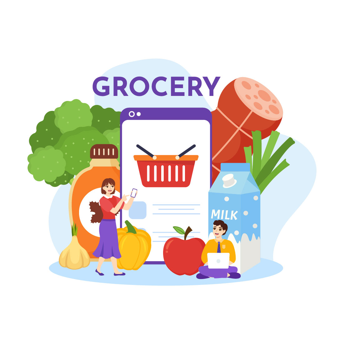 16 Food Grocery Store Shopping Illustration preview image.