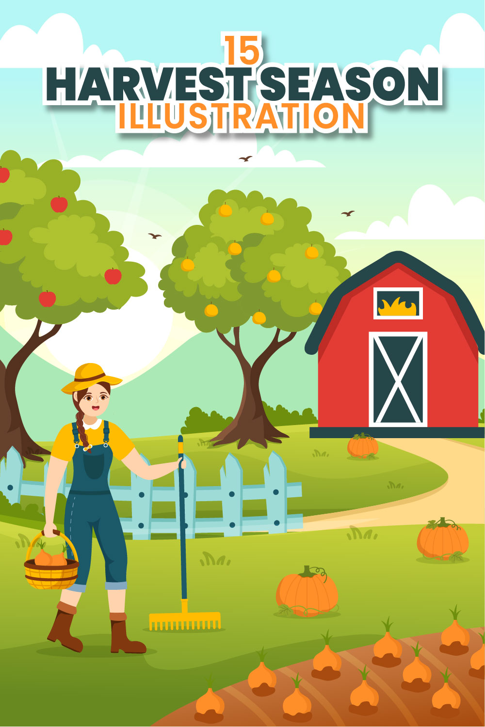 15 Harvest Season Vector Illustration pinterest preview image.