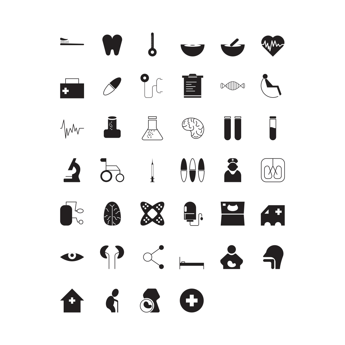 Health and medicine vector icons set preview image.