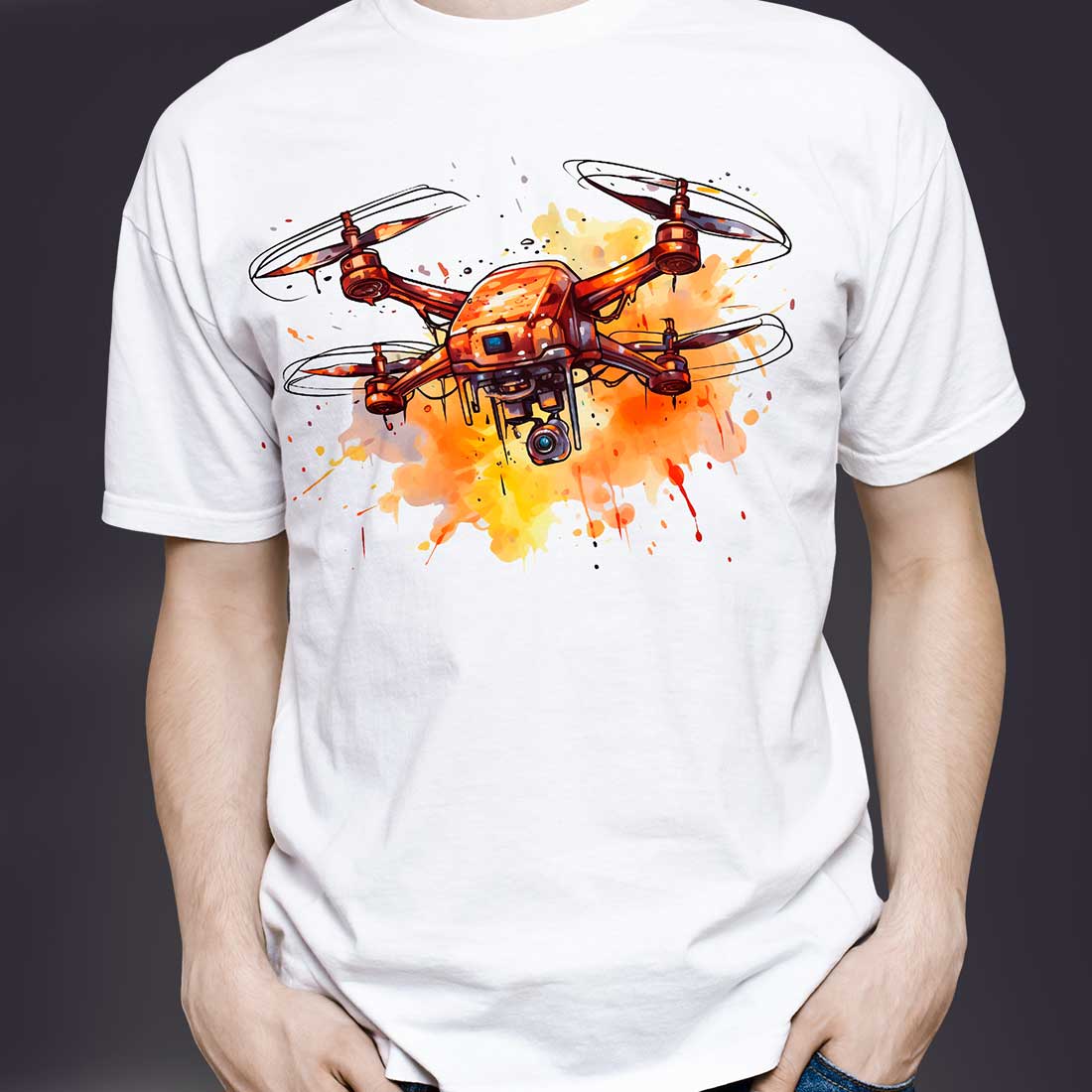 Orange drone design, transparent PNG/JPEG 300dpi preview image.