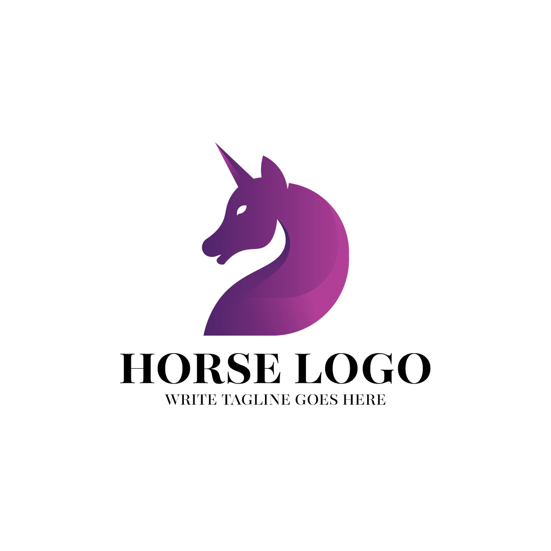 Horse logo gradient logo design preview image.