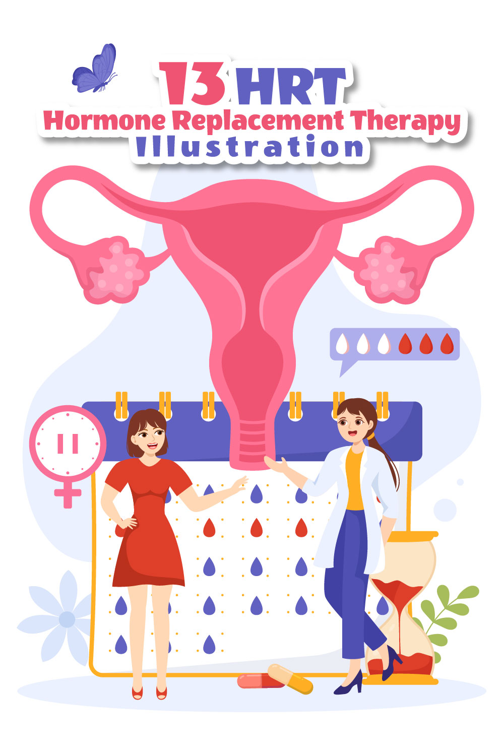 13 Hormone Replacement Therapy Illustration pinterest preview image.