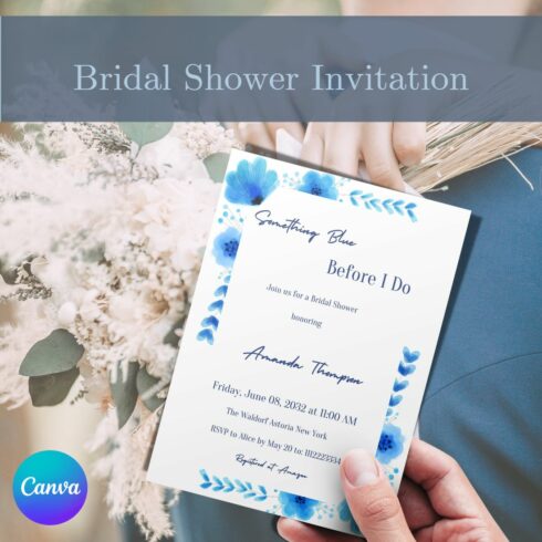 Something Blue Before I Do Bridal Shower Invitation cover image.