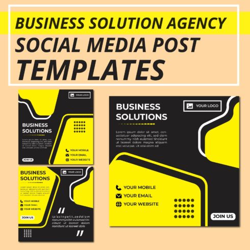 Business solution agency social media post templates cover image.