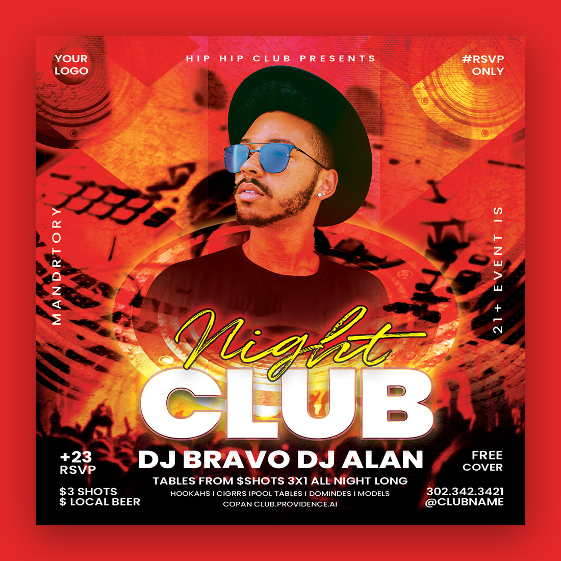 Club Dj Night Party Flyer Template preview image.