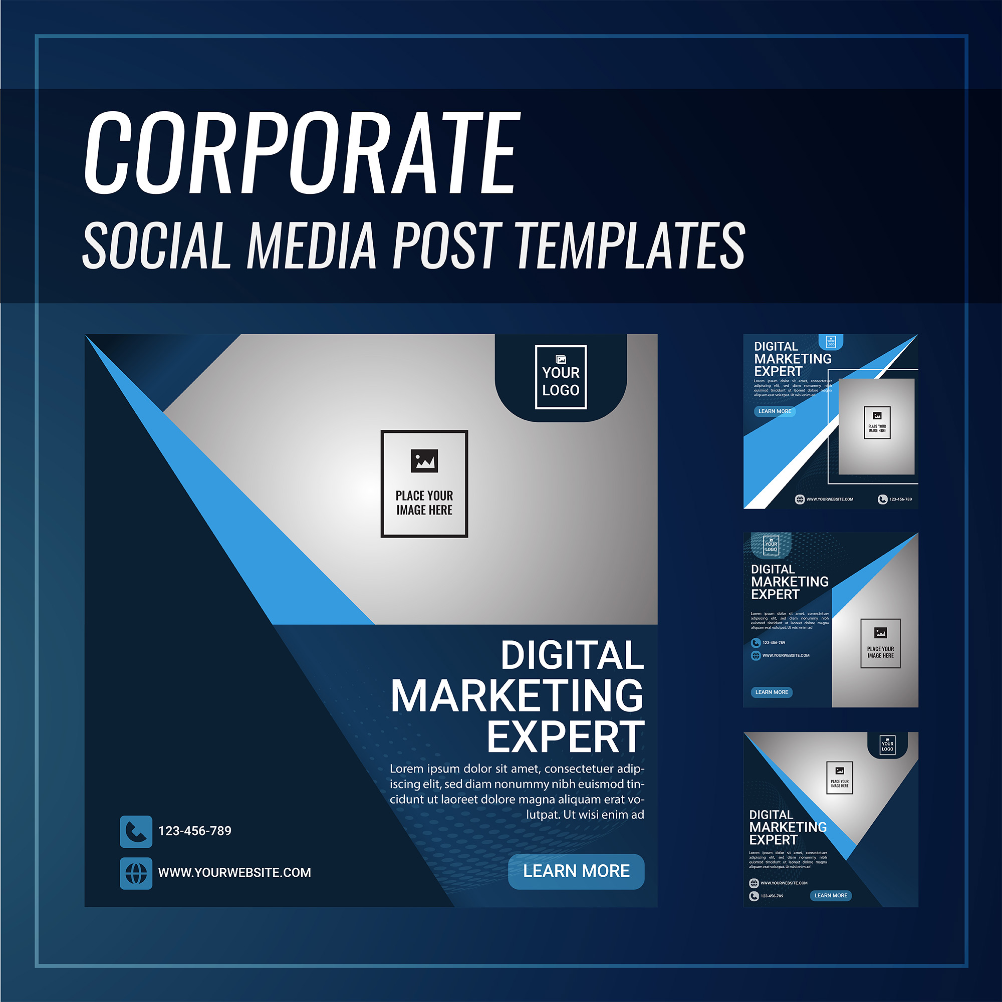 Corporate social media post templates cover image.