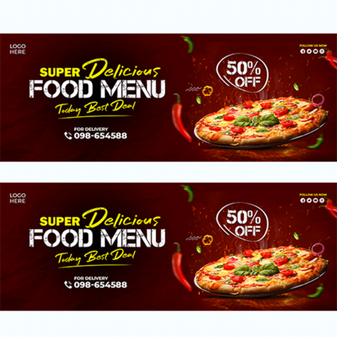 Food menu and restaurant facebook cover template cover image.