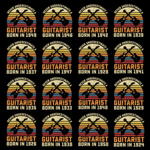 50 Guitar Vintage T Shirt Design Bundle Vol-1 cover image.