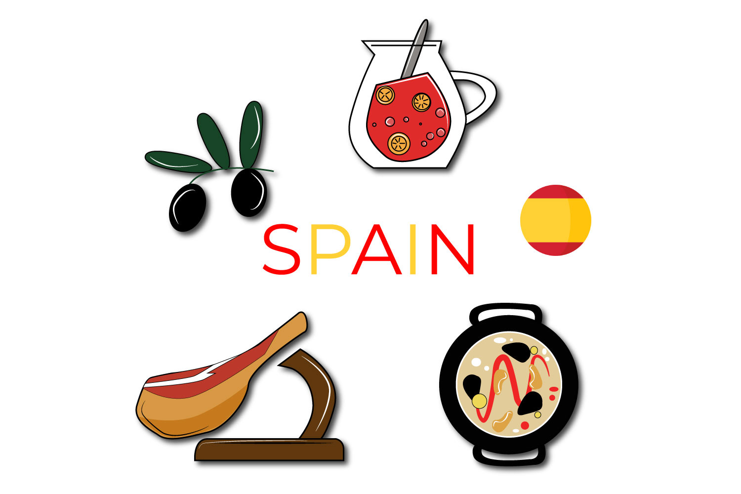 Spain and Spanish objects pinterest preview image.