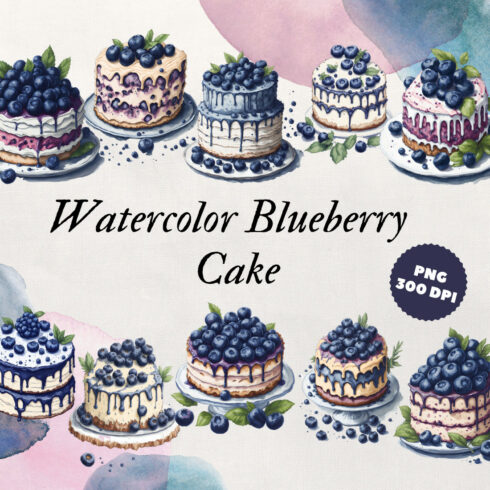 Blueberry Cakes – Digital PNG Clipart – 10 Elements cover image.
