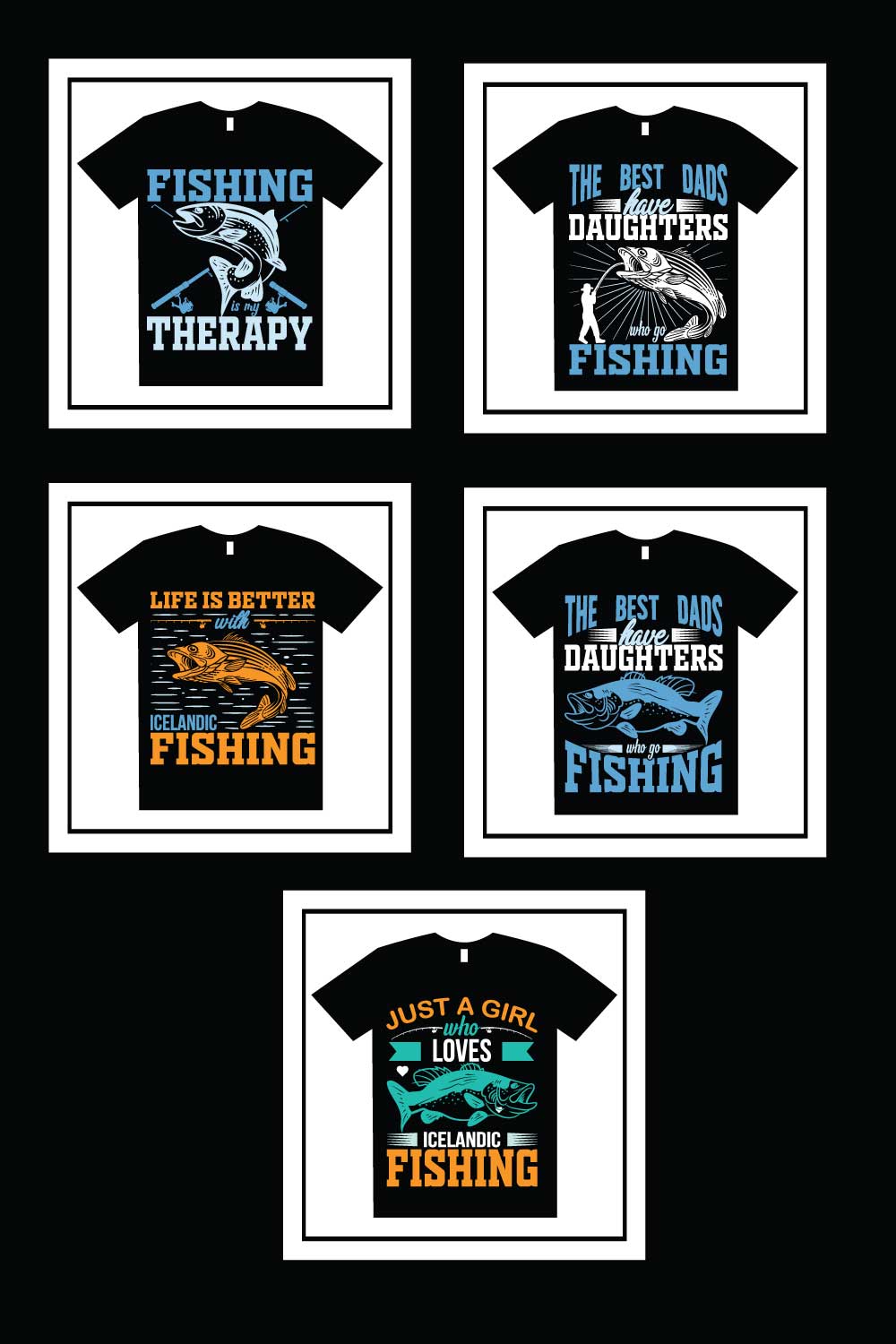05 Print Ready Fishing Vintage & Vector T-Shirt Design Bundle pinterest preview image.