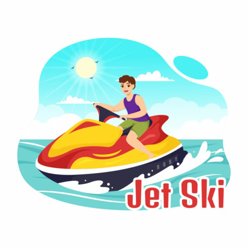 15 People Ride Jet Ski Illustration cover image.
