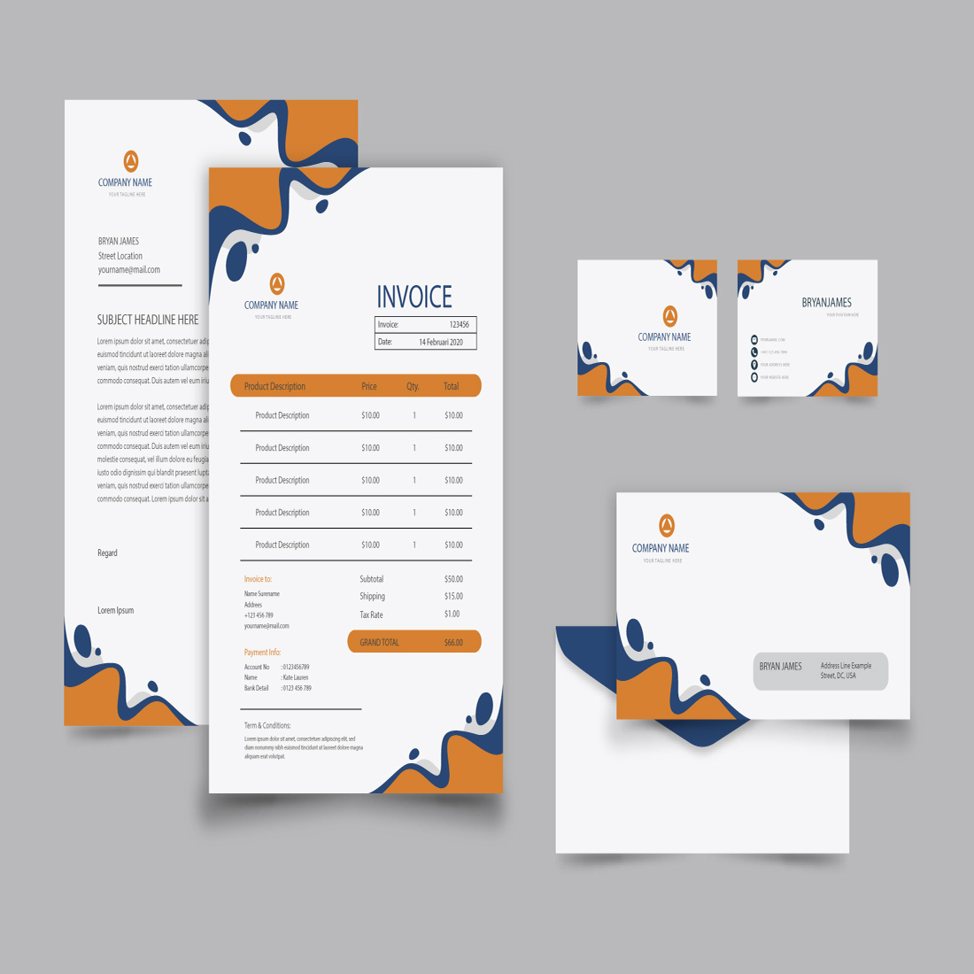 Corporative business invoice business card cover image.