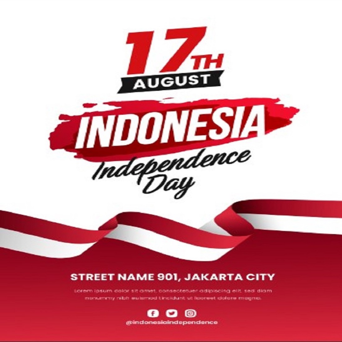 Gradient Indonesia independence day vertical poster template preview image.