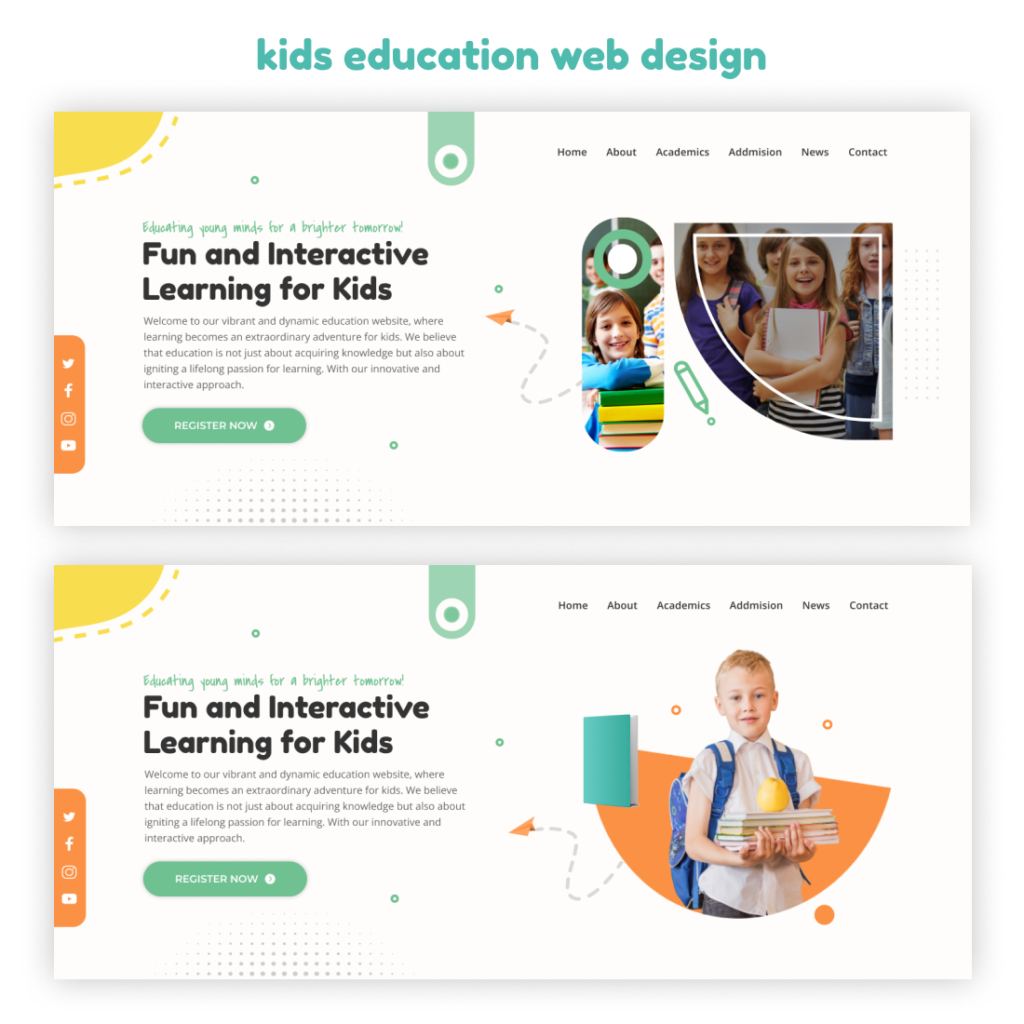 Kids education web design