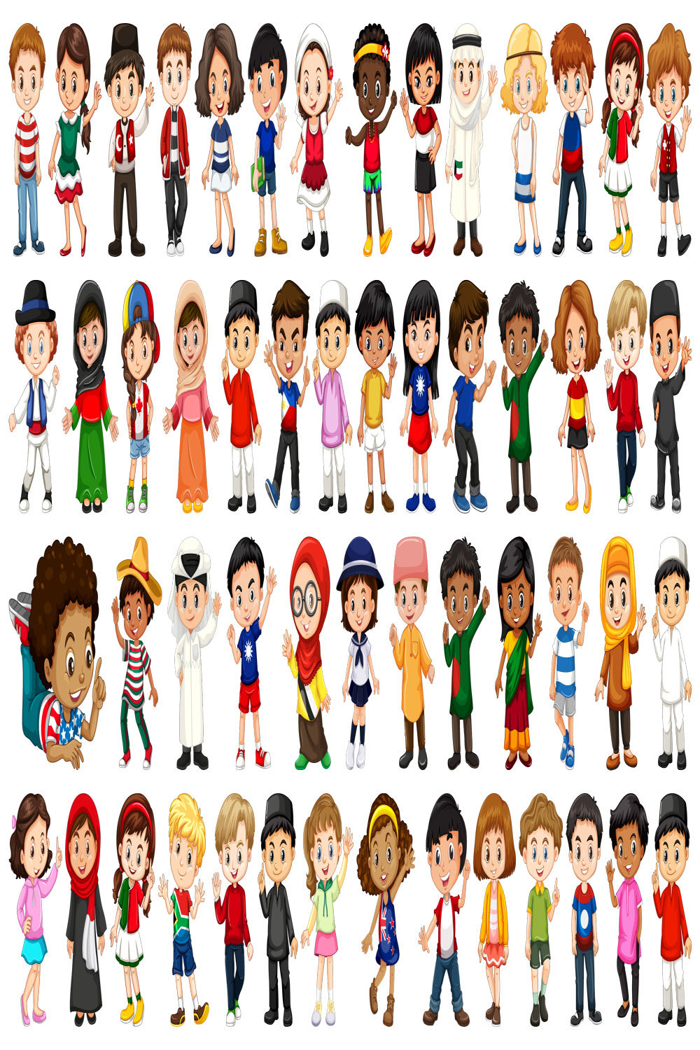 Large set ethnical people pinterest preview image.