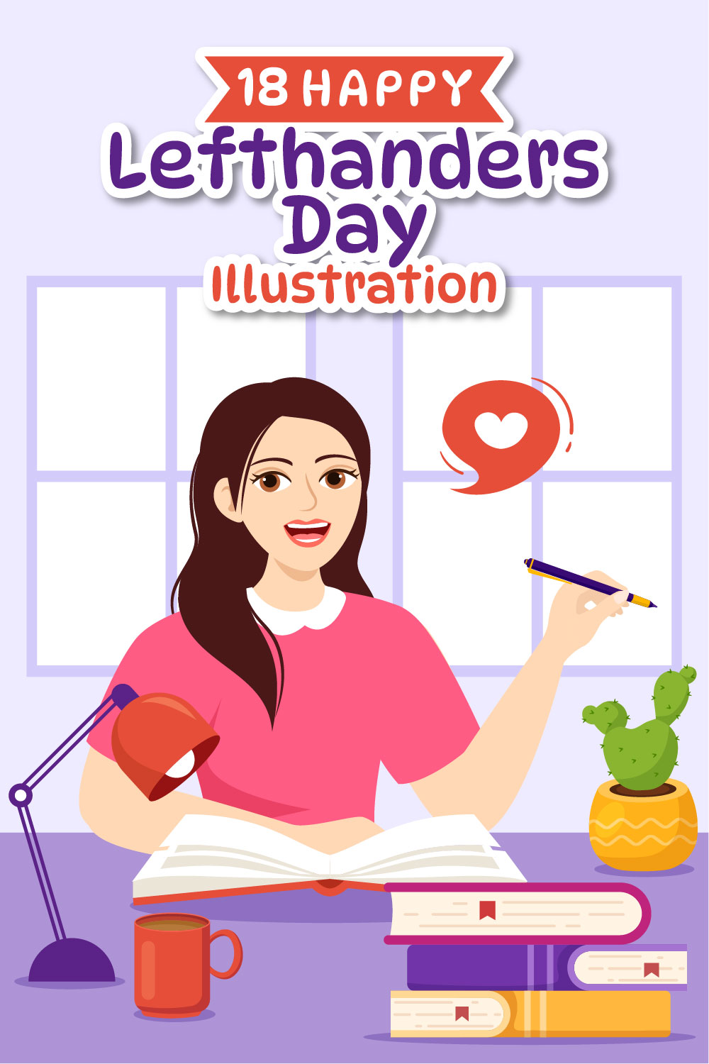 18 Happy Left Handers Day Illustration pinterest preview image.