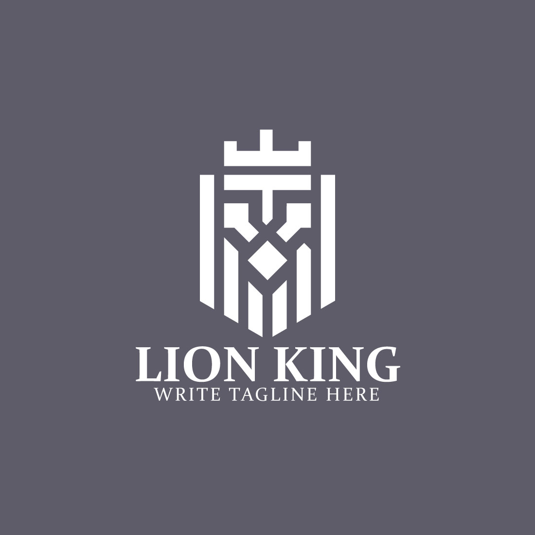 Head lion king logo design preview image.