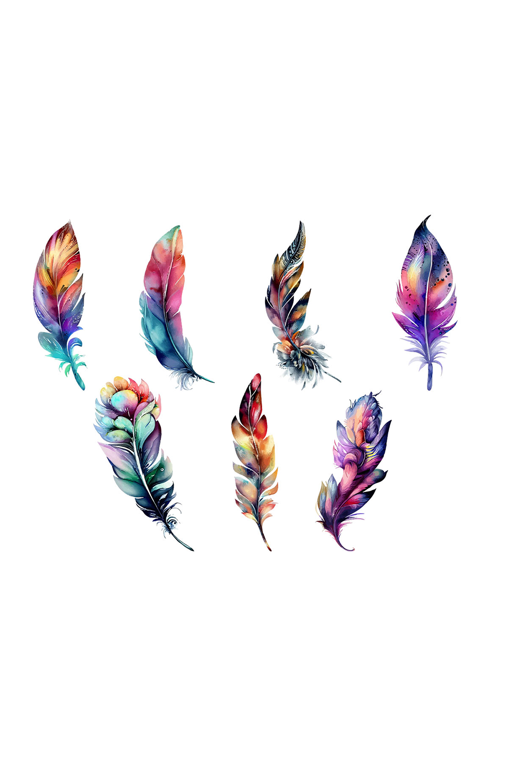 Floral Feather Clipart Watercolor pinterest preview image.